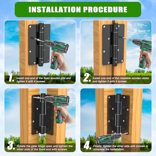 Insaga 5-3/4" Self-Closing Gate Hinges Heavy Duty Black E-Coated, 2 Pack | Carbon Steel, Rust-Proof E-Coat, 4-Side Mount for Pool/Yard, Self-Close Spring, No Adjustment Needed, 30 Lbs Capacity - color: 2Pack