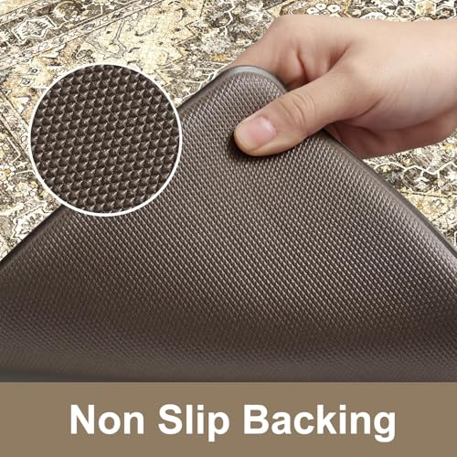 KIMODE Anti Fatigue Kitchen Mats for Floor, Boho Kitchen Rugs Sets of 2 | Cushioned Kitchen Floor Mats, Comfort Standing Mat for Sink Laundry Office Desk Brown 17"x59"+17"x29" - color: Boho Brown/Multi, size: 17.3" x 59"+17.3" x 29"--0.47 inches
