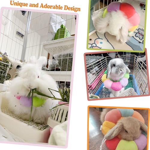 Adjustable Rabbit Cone, Soft Surgery Collar for Kittens Puppies XS | Small Animal Protective Neck E-Collar for Bunnies, Pet Elizabeth Medical Cone, Cute Flower Shaped