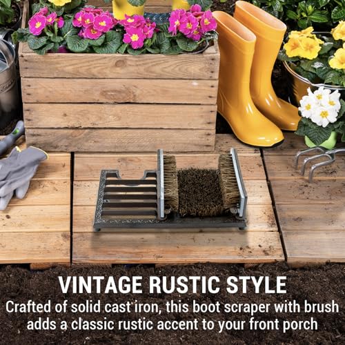 Boot Scraper Outdoor Shoe Brush with Flaps,Cleaning Heavy-Duty Shoe Cleaner and Boot Scrubber for Mud,Dirt, Snow,Durable Weather-Resistant Outdoor Shoe Cleaning Tool - color: Dark Coffee 16‘’