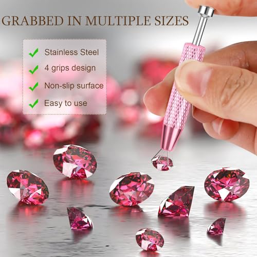 2Pcs Piercing Ball Grabber Tool for Changing Jewelry, Stianless Steel Flat Back Earring Applicator Internally Threaded Push Pin Piercing Grabber Tool - color: Blue&Pink-2pcs