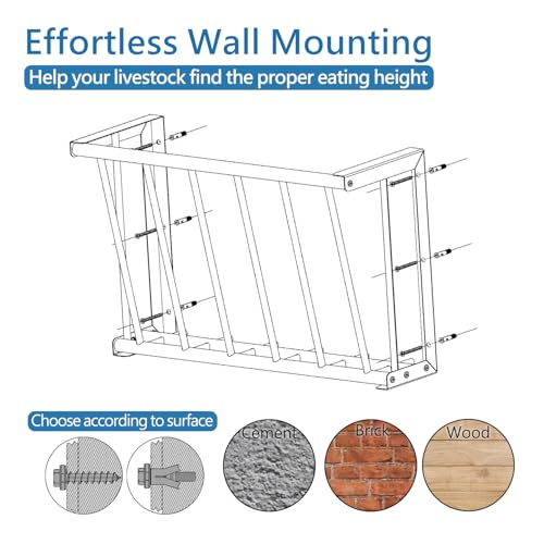 2Pcs Wall Mount Hay Rack 16 Gallon | 27'' Long Livestock Hay Feeder Carbon Steel Hay Feeder for Sheep, Goats, Horses, Indoor Outdoor Uses - size: 16INCH(2PCS)