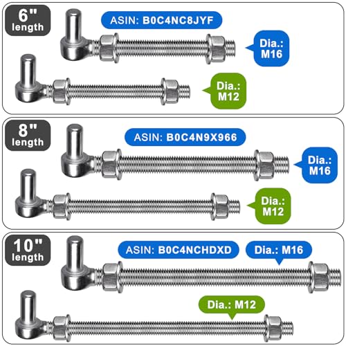 Insaga J Bolt Gate Hinge, 304 Stainless Steel Farm Gate Hinges, M12 x 10'' Gate Hinge Bolt 5/8'' for Chain Link Fence/Farm/Wooden Fence/Driveway, Supports up to 500lbs, 2pcs - color: M12-10''-2PCS