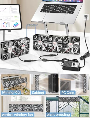Wathai 120mm x 5 Small Box Computer Fan with AC Plug 110V 120V Dual Ball | Dual Ball with Variable Speed Controller for External GPU, Server Rack Cabinet, Chicken Coop, Window Exhaust Cooling - style: 5x120mm fan