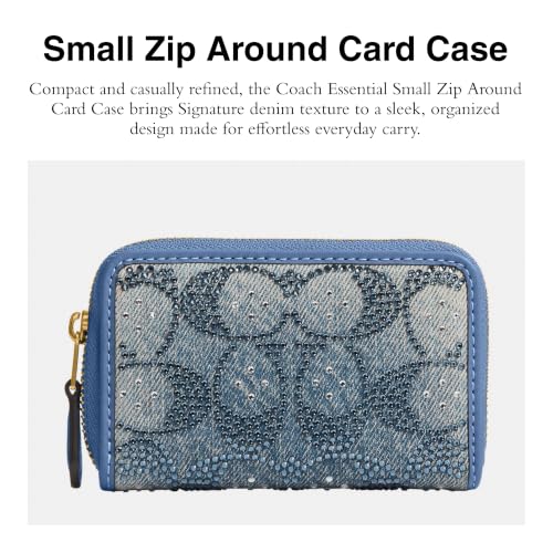 Essential Small Zip Around Card Case in Crystal Signature Denim - color: Denim, size: One Size