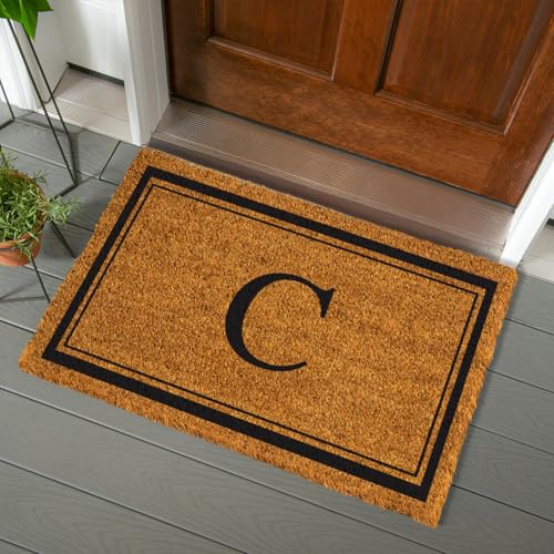 Evergreen Flag Large Coir Doormat, 36x24 Inches, Brown, Letter C - color: Letter C, size: 36 x 24 inches