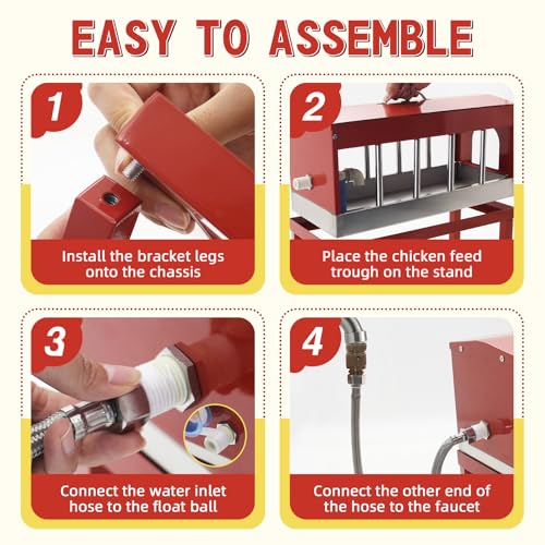 Automatic Chicken Waterer, Multi-Side Drinking Holes and Detachable Legs | Stainless Steel Large Chicken Drinker with Float Valve,Easy Clean Poultry Water Dispenser for Chicken Coop Duck Pigeon,Goose