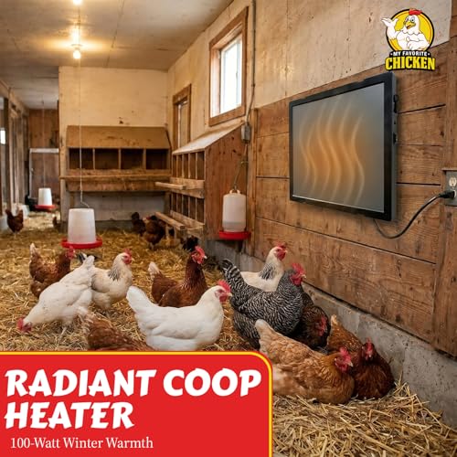 My Favorite Chicken Radiant Chicken Coop Heater – 100-Watt Flat Panel Heater for Chickens, Energy-Efficient Chicken Coop Heater for Winter, Safe Radiant Heat Panel