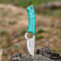Custom Handmade 7'' fixed blade hoof rasp knife/Cow boy knife/Damascus steel Bull cutter knife, cowboy knives with pancake leather sheath (SUSA 109) - color: SUSA 109