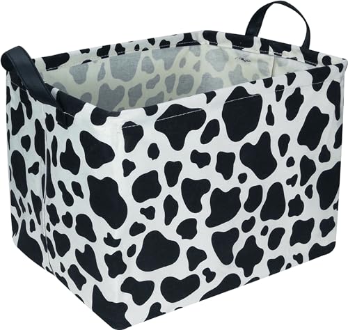 NTAOHAMPER Rectangular Cow Storage Basket, Waterproof Cowprint Box with Handles, Room Decor, Gift Basket for CowLovers, Collapsible Storage Bin(Cow) - color: Cow Pattern