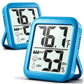 Antonki 2 Pack Room Thermometer Indoor Hygrometer | Monitor Temperature & Humidity, Accurate, Fast Read, Easy To View, Magnetic/Kickstand/Hanging, ℉/℃, w/ Battery, Compact - color: 2 Pcs* Clear Blue