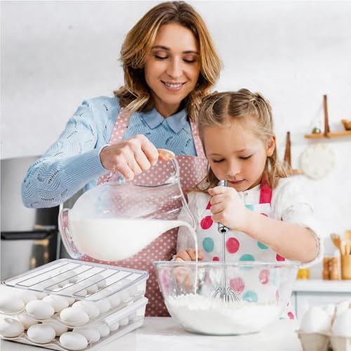 Egg Holder for Fridge, Automatic Rolling Egg Dispenser for Refrigerator with Lid, Stackable 2-Tier Egg Storage Container, Clear Food-Grade Egg Organizer for Fridge Kitchen