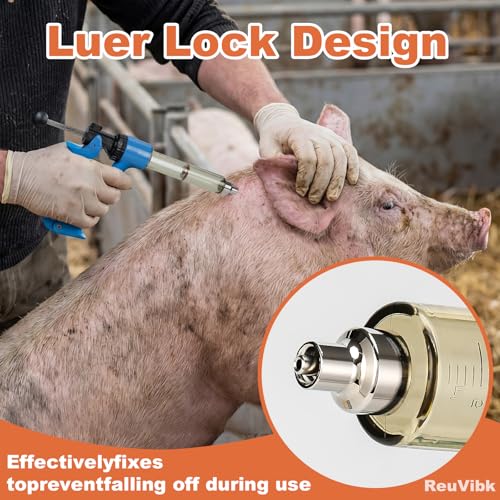 25ml Semi-Auto Repeating Livestock Syringe Gun, 5 Dose Settings | Ergonomic Grip, Clear Barrel & Luer Lock, Vet Injector for Cattle, Horses, Goats, Sheep & Pigs - color: Blue25ML