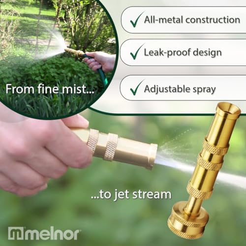 Melnor 65043-AMZ Solid Brass Nozzle Bundle - Heavy Duty, Adjustable Spray & High-Pressure Jet - Leak-Free Design - Compact