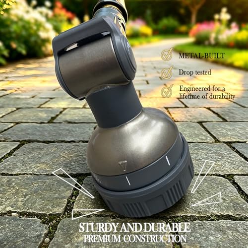 Garden Hose Nozzle Heavy Duty Metal Water Hose Sprayer | Heavy Duty Metal Spray Nozzle With Thumb Control. Japanese-style Design & 8 Spray Patterns For Different Blooming Seasons - color: Black Gray