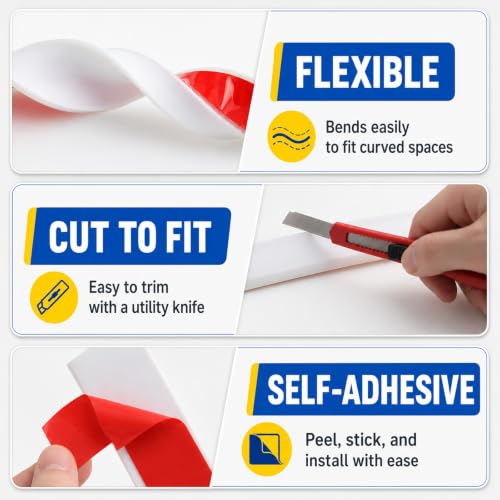 Kitchen Sink Splash Guard and Bathtub Water Barrier, 39 in, Black | Flexible self-adhesive water dam, splash guard for bathtub, cooktop and shower threshold, trims to fit smooth surfaces - color: Black, style: 39Inch