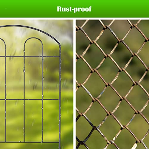 Decorative Garden Fence 24in x 10ft, Flower Bed Fencing Panels | 10 Pack,Iron Wire,RustProof,Animal Barrier - size: 10ft Arc