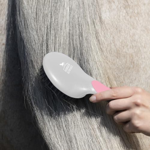 Harrison Howard Horse Mane and Tail Brush - Professional Equestrian Detangler Non-Slip Brush - Pink - color: Pink