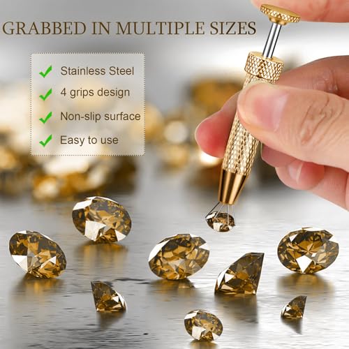 2Pcs Piercing Ball Grabber Tool for Changing Jewelry, Stianless Steel Flat Back Earring Applicator Internally Threaded Push Pin Piercing Grabber Tool - color: Gold