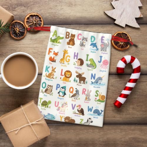 KzgtY Alphabet 2PCS Gift Bags with Drawstring, 16 x 12 Inch Reusable Present Sacks for Christmas,Brithday, Holidays,Parties & Gift Packaging - color: Alphabet