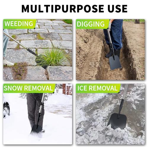 BARAYSTUS Flat Shovel with Adjustable Handle, 59 in Floor Scraper, Ice Scraper, Garden Cleaning Scraper, Ice Chopper, Snow Shovel, Multifunctional Weed Remover Tool for Walkway Driveway
