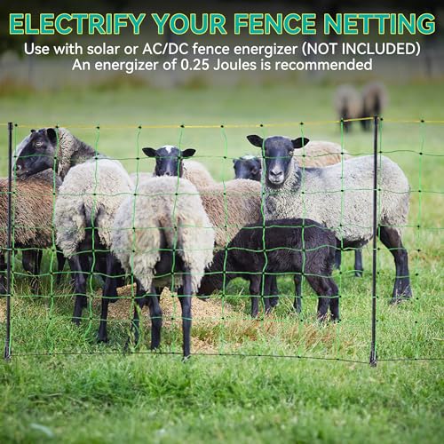 PPOLB Electric Fence Netting - 35.4" H x 164' L, Portable Movable Livestock Nets Mesh for Goats, Sheep, Hogs, Dog, All-Purpose Electric Fencing for Backyards, Homesteaders, Farms Ranches, and Gardens - size: 35.4" H x 164' L Livestock