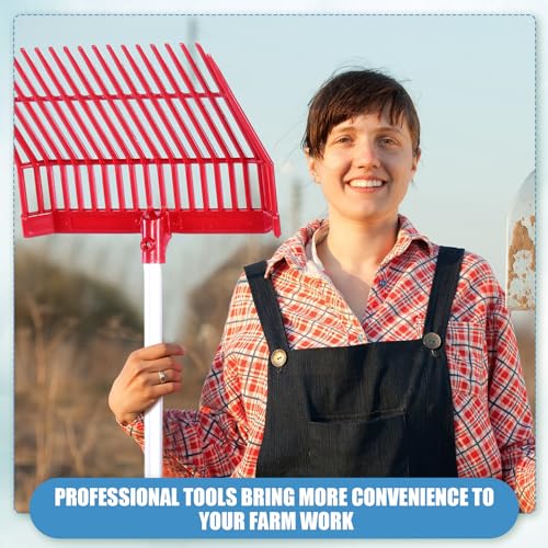 Lasnten 10 Pcs Manure Fork Replacement Head Bulk with 18 Tines | Pitch Fork Head with Screws and Nuts, Durable Stable ABS Plastic, Gardening Horse Stall Picking up Manure Grass Hay