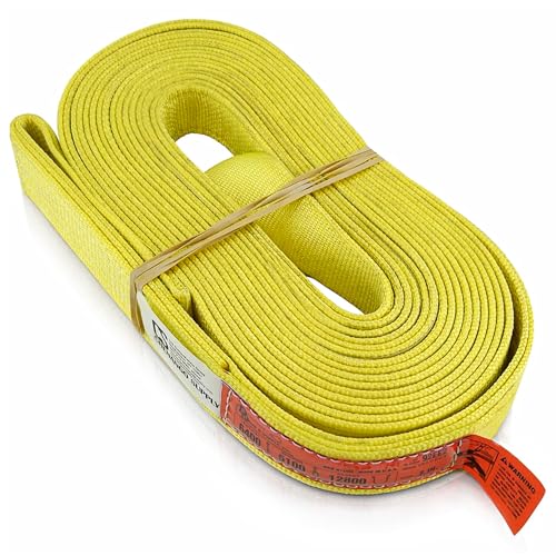 DD Sling 2 Inch x 25 Foot Nylon Lifting Sling – USA Made, 6,400 lb Vertical, 5,100 lb Choker, 12,800 lb Basket – 2-Ply Heavy Duty 900 Webbing, Type 4 Twisted Eye & Eye Rigging Sling - size: 2 in x 25 ft