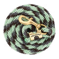 Weaver Equine Poly Lead Rope with Solid Brass 225 Snap - color: RIBBON-PISTACHIO/GRAPHITE/BRWN