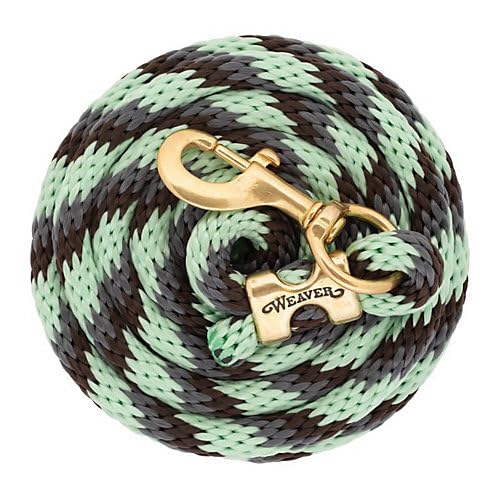 Weaver Equine Poly Lead Rope with Solid Brass 225 Snap - color: RIBBON-PISTACHIO/GRAPHITE/BRWN