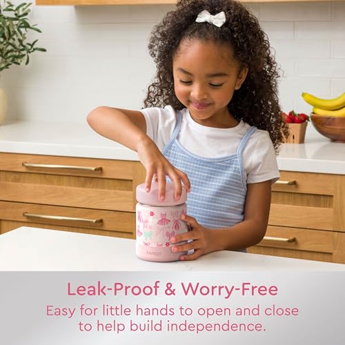 Bentgo Kids Stainless Steel Leak-Proof Food Jar for Hot or Cold Food | 11 fl oz Double Insulated Container with Removable Silicone Bumper, Dishwasher Safe, Easy Open Lid, Ages 3+ (Ballet and Bows) - color: Ballet and Bows