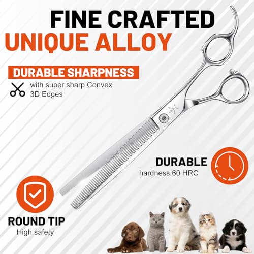 High-end Professional Dog Grooming Thinning Scissors Teeth Cutting Blending Shears Pet Texturizing Shears 7.5 Inch Extremely Very Sharp Stainless Steel Alloy For Cat Other Animals Groomer - color: 7.5inch Thinning Shears