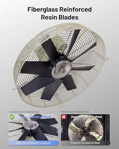 iLiving 18-Inch Corrosion Resistance Shutter Exhaust Fan, Single Speed - size: 18 Inches