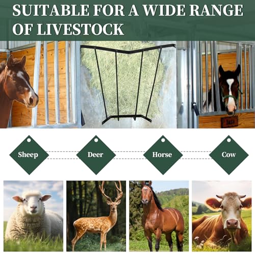 Hay Feeder Blanket Holder,23.3 x 13.2 x 21.7In Corner Wall Hay Rack,Metal Hay Feeder for Horses,Goats,Sheep Farm Indoor and Outdoor Use
