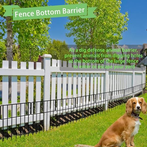Thrivinest 30 Pack Animal Barrier Fence, No Dig Fence Decorative Fences, Rustproof Metal Small Garden Fence Border for Dogs Rabbits (Black, 30 Pack,30Ft) - color: Black, size: 30 Pack,30Ft