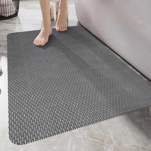 Extra Large Non Slip Shower Mat, Yonala 47.2" x 31.5 Inch Trimmable PVC Shower Floor Mat for Textured, Uneven Floors, Quick Drain Anti Slip Bath Mat for Walk-in Shower, Bathroom, Tub - size: 47.2" x 31.5" (Rectangular)