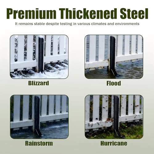 2Pcs Fence Post Repair Kit, Heavy Duty Galvanized Thickened Steel Anchor Bracket - Weather-Resistant Ground Stakes for Broken Leaning 4x4/6x6 Wooden Posts Deck Mailbox Garden (2 Pack/Black) - color: 2 Pack/Black