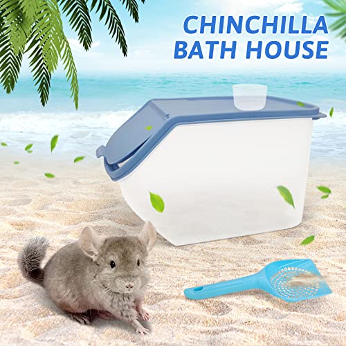 BNOSDM Chinchilla Sand Bath Container Chinchilla Dust Bath Tub Transparent Hamster Toilet Shower Room Plastic Hamster Bathroom Kit with Sand Cup&Scoop for Gerbil Hedgehog Squirrel (Blue) - color: Blue