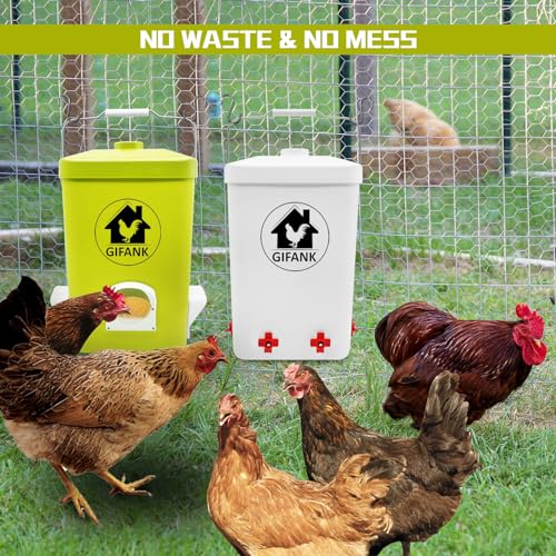 Hanging Chicken Feeder and Waterer Set,3 Gallon Chicken Water Feeder | Chicken Feeder No Waste Hanging Poultry Waterer Feeder Kit Chicken Waterer Nipples and Feeding Ports Chicken Coop Accessories