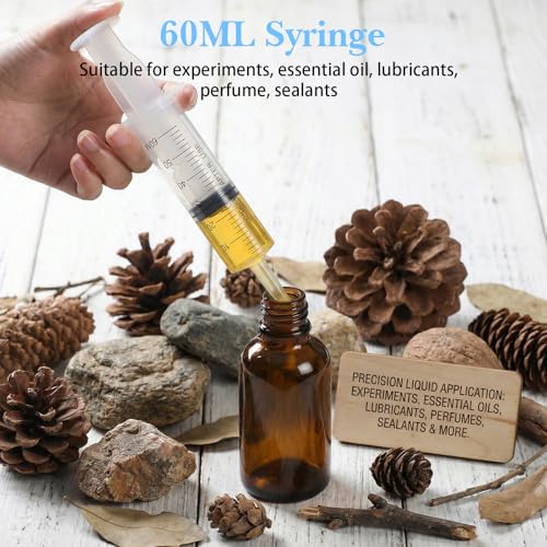 20 Pcs 60ml Syringe with Cap, Plastic Large Syringes for Liquid | Individually Wrapped, Measurement Syringes, without Needles, for Pet Feeding, Scientific Labs, Glue Applicator