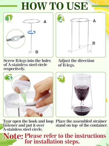 2 Sets Stable Jelly Strainer Stand with 3 Strainer Bags | Reusable Mesh Filter Bags & Stainless Steel Sieve Stand Kit for Straining Nut Milk, Cheese, Juice, Greek Yogurt