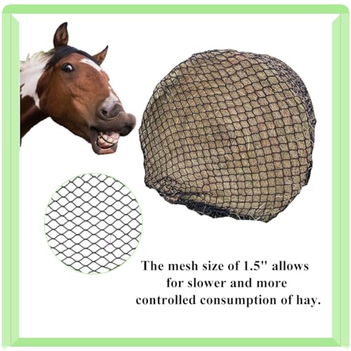 Round Bale Hay Net, Slow Feeder,1.5 Inch Mesh,5x5 ft for Horses | Knotless Design Protects Mouth & Gums,Mimics Natural Grazing,Reduces Waste,Durable Weather-Resistant Build