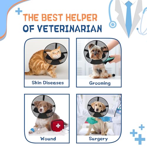 Dog Cone Collar Soft to Stop Licking Surgery Recovery Alternative | Large Medium Dogs, Breathable Mesh, Soft Liner, Surgery Spay Neuter Wound Care, Adjustable, Comfortable, Clear - color: Black and Blue, size: XL(Depth: 10.8in, Girth: 16.0-19.5in)