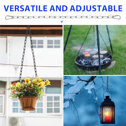 Gate Chain Lock with Carabiners Barn Chain Link 20'' Black Gate Latches for Outdoor Fences Dog Cage Lock Backyard Chain Lock Stall Supplies - size: 20'' 1Pack