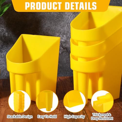 6 Pcs Plastic Enclosed Feed Scoop Heavy Duty Durable Stackable Horse Yellow Feed Scoop for Livestock Animal Ranchers Homesteaders Farmers, 2 Qt