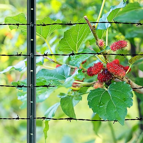 (4 Sizes: 4-5-6-7 Feet) LADECH 4 Feet Sturdy Duty Metal Fence Post with 20 Zip Ties & 20 Post Clips – Garden U Posts for Fencing (4 Feet - Light - Set 10) - style: 4 Feet - Light - Set 10