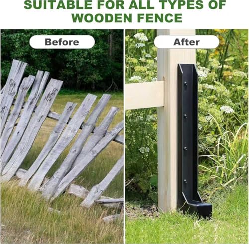 33.62" Heavy Duty Fence Post Repair Kit – One-Piece 11-Gauge Steel Anchor Ground Spike for 4x4 & 6x6 Wooden Fence Posts, Mailbox Post, Gate, Garden & Farm Reinforcement (1, Black)