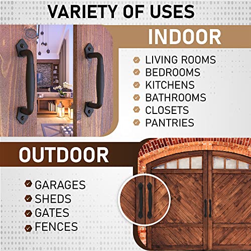 2-Pack 8 Inch Diamond Tapered Barn Door Handle - Black Cast Iron Pull for Sliding Doors, Gates, Sheds, Fences, Closets - Indoor Outdoor Farmhouse Hardware - size: 8" - 2 Pack, style: Diamond Tapered
