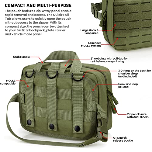 LIVANS Medical Bag, First Aid Bag Empty for Emergency & Trauma Kits | Molle Quick Release Design, Headrest Mount, Includes Flag and Cross Patch,Versatile for Tactical, Camping, Hiking and Travel - color: Army Green