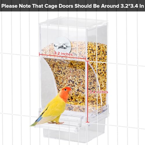 Lemtrflo No Mess Bird Cage Feeder, Automatic Bird Water Dispenser | Parakeet Cage Accessories - color: white